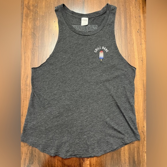 Victoria’s Secret PINK Tank Size L Dark Gray Chill Babe Sequins Beach Summer - Picture 13 of 13